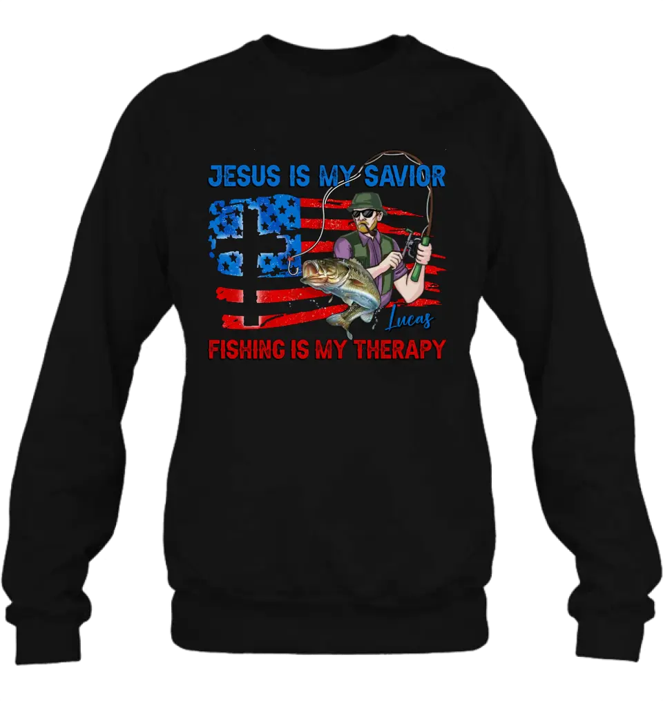 Personalized Fishing Shirt/Hoodie - Gift Idea For Fishing Lovers - Jesus Is My Savior Fishing Is My Therapy