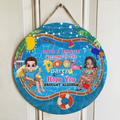 Personalized Beach Couple Door Sign - Gift For Beach Lovers/Couple - Welcome To The Pool Party Hope You Brought Alcohol