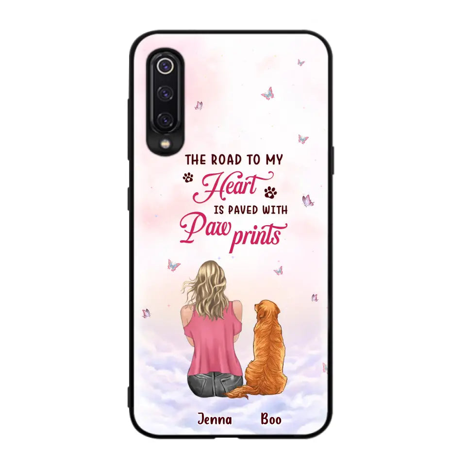 Personalized Dog Mom Phone Case - Up to 5 Dogs - Gift Idea For Dog Lovers - The Road To My Heart Is Paved With Pawprints - Case for Xiaomi/Huawei/Oppo