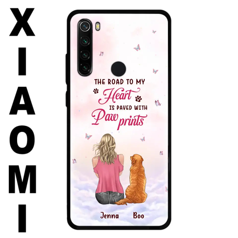 Personalized Dog Mom Phone Case - Up to 5 Dogs - Gift Idea For Dog Lovers - The Road To My Heart Is Paved With Pawprints - Case for Xiaomi/Huawei/Oppo