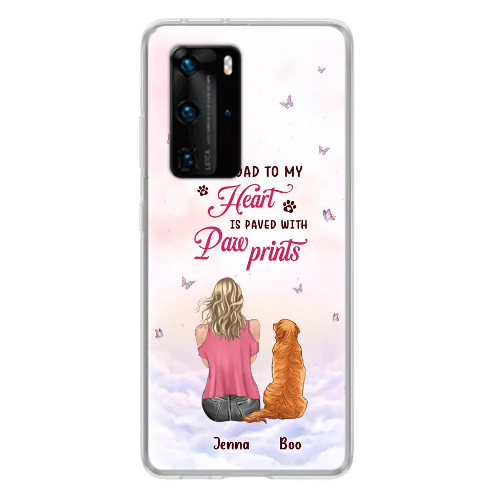 Personalized Dog Mom Phone Case - Up to 5 Dogs - Gift Idea For Dog Lovers - The Road To My Heart Is Paved With Pawprints - Case for Xiaomi/Huawei/Oppo