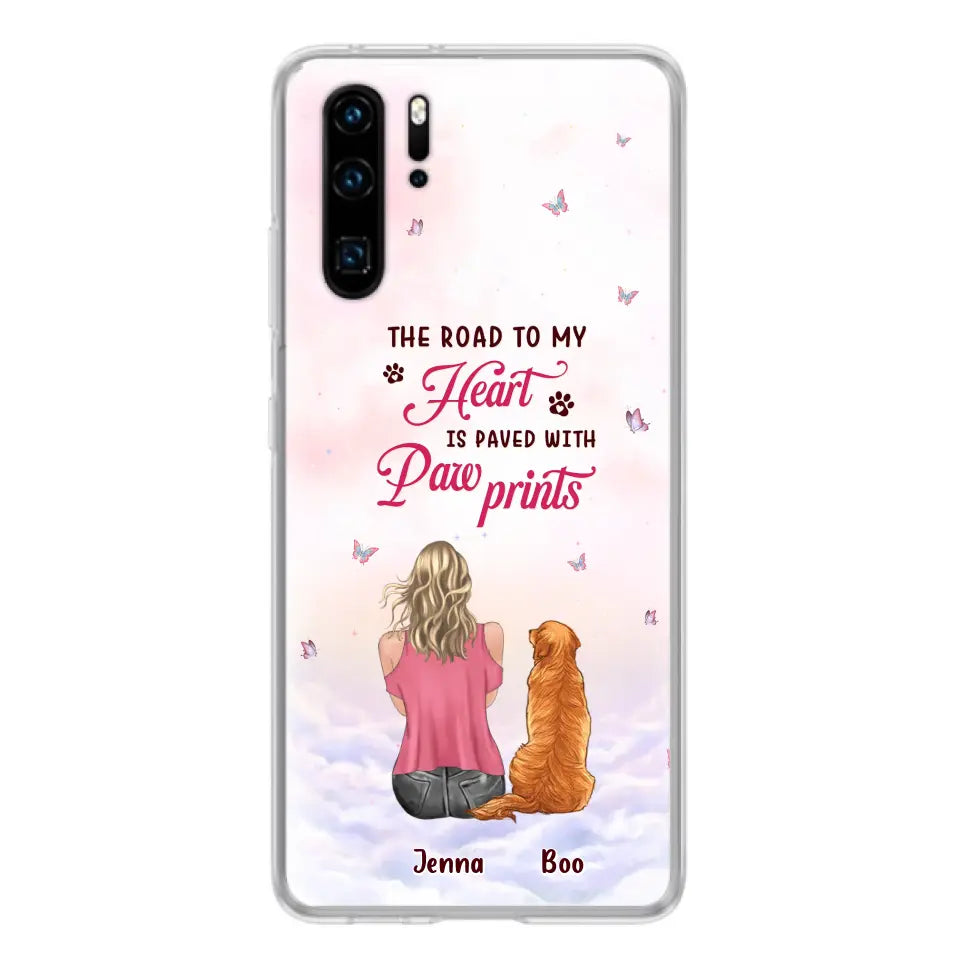 Personalized Dog Mom Phone Case - Up to 5 Dogs - Gift Idea For Dog Lovers - The Road To My Heart Is Paved With Pawprints - Case for Xiaomi/Huawei/Oppo
