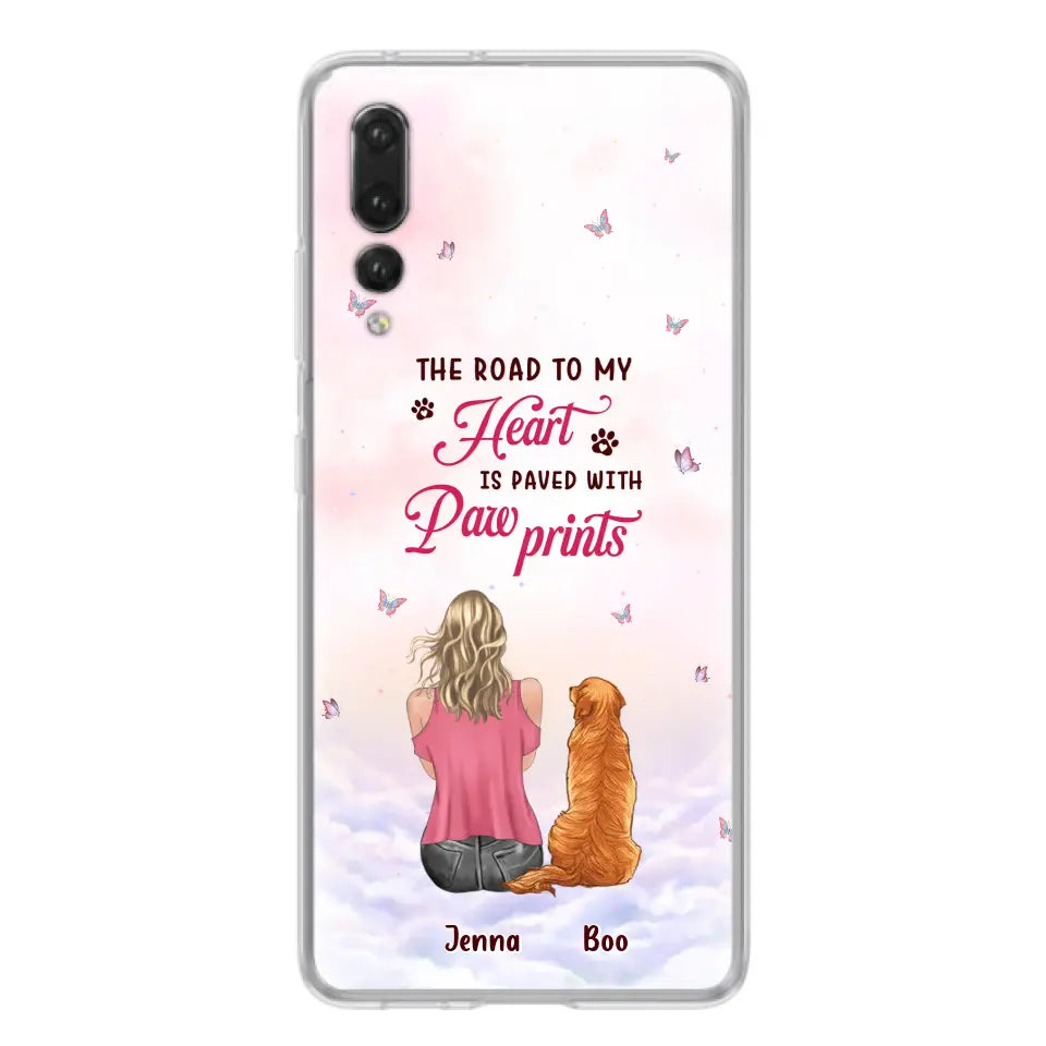 Personalized Dog Mom Phone Case - Up to 5 Dogs - Gift Idea For Dog Lovers - The Road To My Heart Is Paved With Pawprints - Case for Xiaomi/Huawei/Oppo