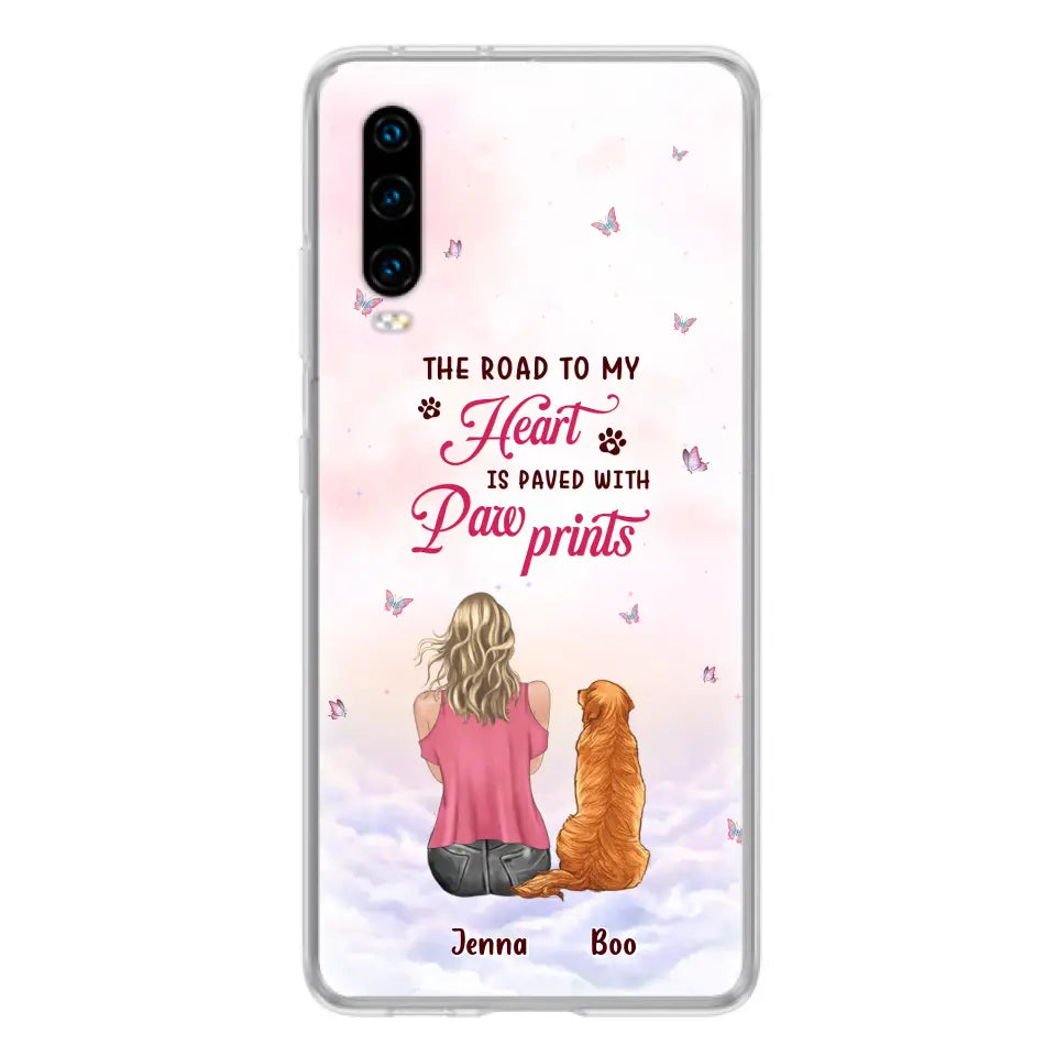 Personalized Dog Mom Phone Case - Up to 5 Dogs - Gift Idea For Dog Lovers - The Road To My Heart Is Paved With Pawprints - Case for Xiaomi/Huawei/Oppo