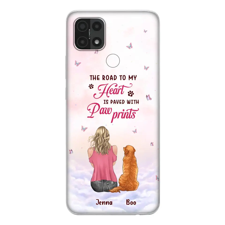 Personalized Dog Mom Phone Case - Up to 5 Dogs - Gift Idea For Dog Lovers - The Road To My Heart Is Paved With Pawprints - Case for Xiaomi/Huawei/Oppo
