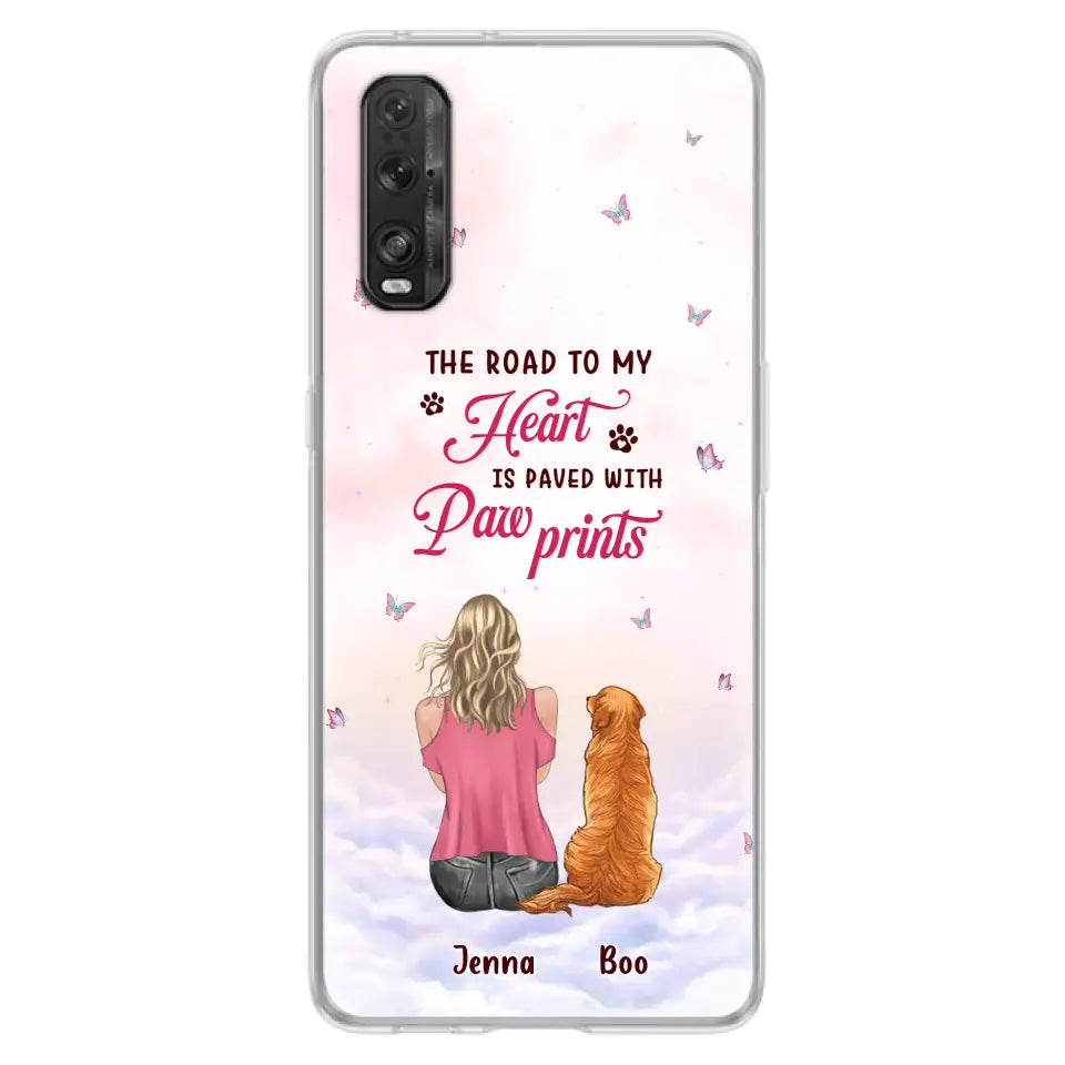 Personalized Dog Mom Phone Case - Up to 5 Dogs - Gift Idea For Dog Lovers - The Road To My Heart Is Paved With Pawprints - Case for Xiaomi/Huawei/Oppo