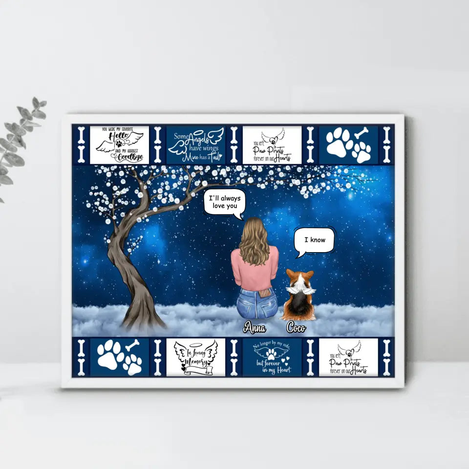 Personalized Memorial Dog Mom/Dad Poster - Woman/Man/Couple With Up to 4 Dogs - Best Gift For Dog Lover - I'll Always Love You