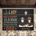 Personalized Couple Doormat - Up to 6 Dogs - Gift Idea for Couple/Dog Lovers - A Love Lady And A Grumpy Old Man Live Here With Their Spoiled Rotten Dog