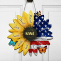 Personalized Sunflower Door Sign - Up to 12 People - Independence Day Gift For Family