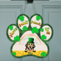 Personalized Dog Door Sign - Up to 5 Dogs - St. Patrick's Day Gift Idea For Dogs Lover - Happy Saint Patrick's Day