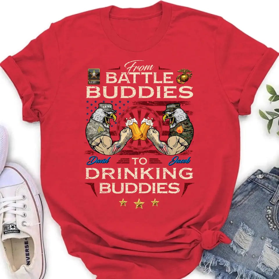Personalized Veteran Shirt/Sweatshirt/Hoodie - Gift Idea For Veteran - From Battle Buddies To Drinking Buddies