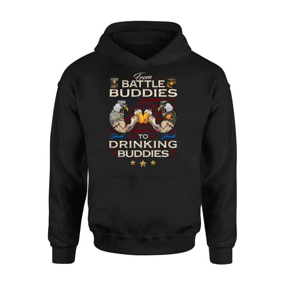 Personalized Veteran Shirt/Sweatshirt/Hoodie - Gift Idea For Veteran - From Battle Buddies To Drinking Buddies
