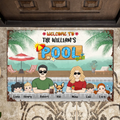 Personalized Family Doormat - Gift Idea For Family/Dog Lover - Up to 4 Kids - Welcome To The William's Pool