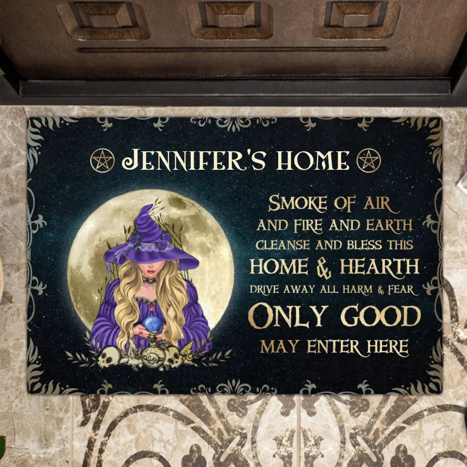 Personalized Witch Doormat - Halloween Gift Idea For Friend/Wiccan Decor/Pagan Decor - Only Good May Enter Here