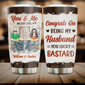 Personalized Couple Tumbler - Gift Idea For Couple - Congrats On Being My Husband You Lucky Bastard