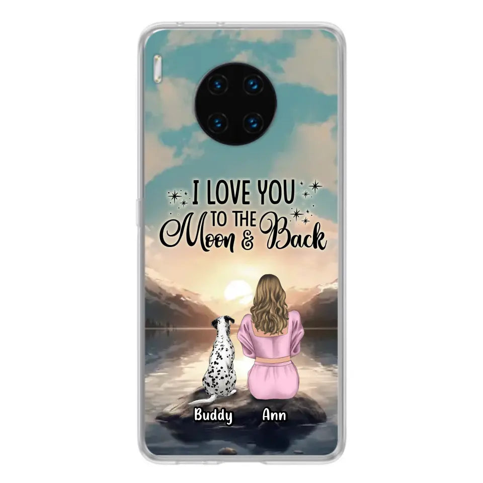 Personalized Dog Mom Phone Case - Up to 6 Dogs - Gift Idea for Dog Lovers - I Love You To The Moon & Back - Case for Xiaomi/Huawei/Oppo