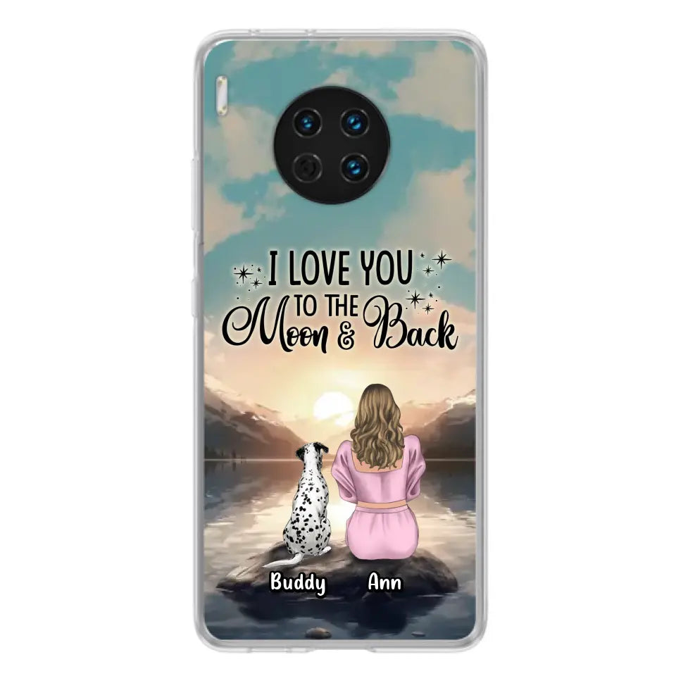 Personalized Dog Mom Phone Case - Up to 6 Dogs - Gift Idea for Dog Lovers - I Love You To The Moon & Back - Case for Xiaomi/Huawei/Oppo