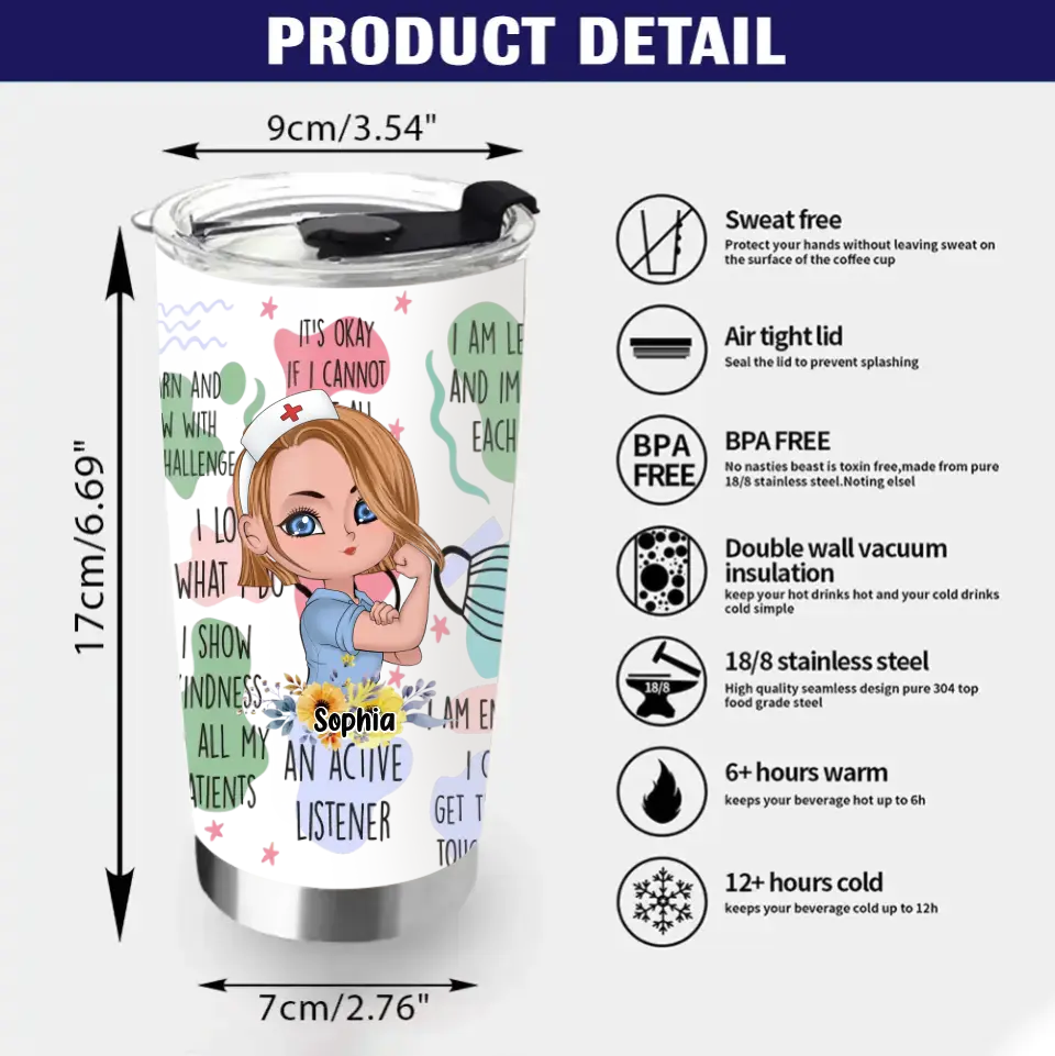 Custom Personalized Nurse Tumbler - Gift Idea For Nurse - Nurse Daily Affirmations I Am Resilient