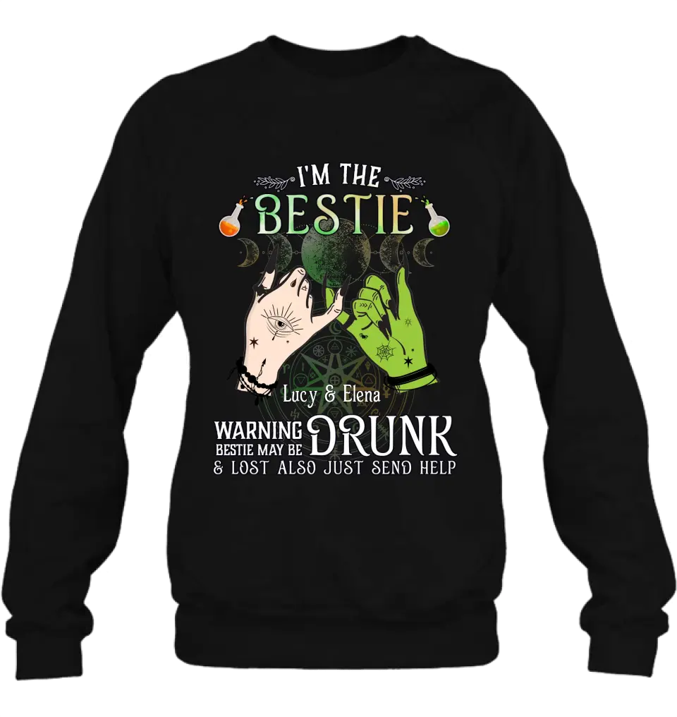 Custom Personalized Witch Besties Shirt/Hoodie Back - Gift Idea For Halloween/Witch Lovers/Besties - I'm The Bestie