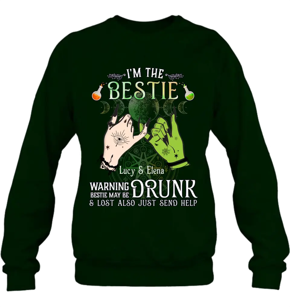 Custom Personalized Witch Besties Shirt/Hoodie Back - Gift Idea For Halloween/Witch Lovers/Besties - I'm The Bestie