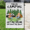 Personalized Camping With Guitar Flag - Up to 6 People - Gift Idea for Camping Lovers - Take Me Camping Get Me Drunk And Enjoy The Show