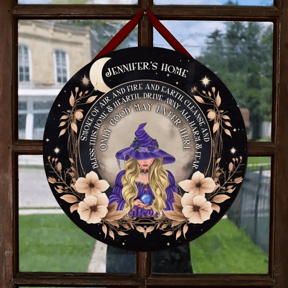 Personalized Witch Wooden Sign - Gift Idea For Halloween/Wicca Decor/Pagan Decor - Only Good May Enter Here