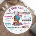 Personalized African American Girl Round Rug - Gift Idea For Birthday/Friends - You Are Beautiful, Victorious
