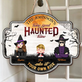 Personalized Witch Family Wooden Sign - Up to 4 Kids - Halloween Gift Idea for Family - Home Sweet Haunted Home