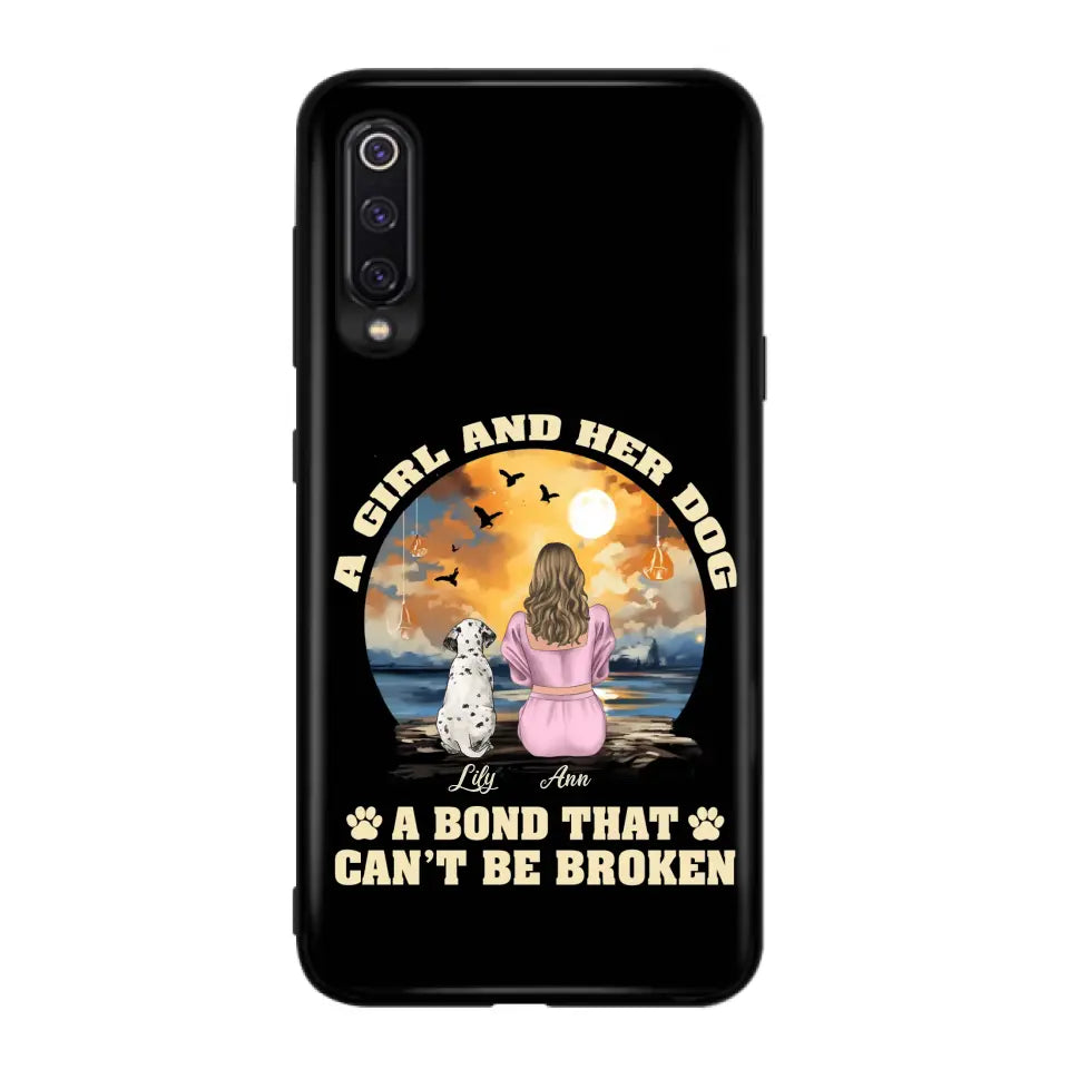 Custom Personalized Dog Mom Phone Case - Upto 4 Dogs - Gift Idea for Dog Owners - Case For Xiaomi/ Oppo/ Huawei - A Girl And Her Dog A Bond That Can't Be Broken