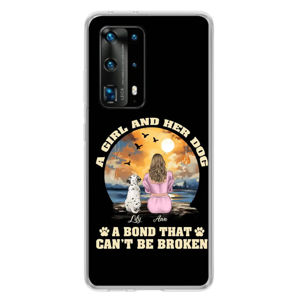 Custom Personalized Dog Mom Phone Case - Upto 4 Dogs - Gift Idea for Dog Owners - Case For Xiaomi/ Oppo/ Huawei - A Girl And Her Dog A Bond That Can't Be Broken