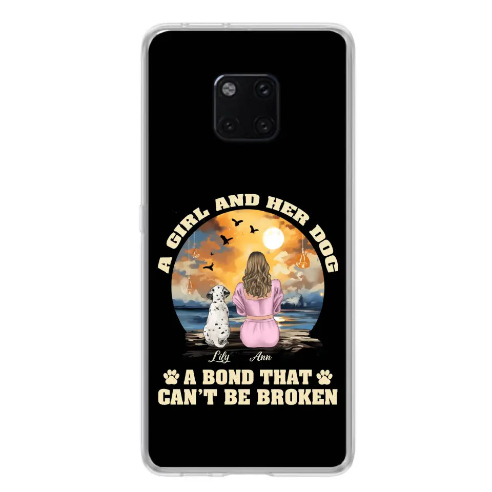 Custom Personalized Dog Mom Phone Case - Upto 4 Dogs - Gift Idea for Dog Owners - Case For Xiaomi/ Oppo/ Huawei - A Girl And Her Dog A Bond That Can't Be Broken