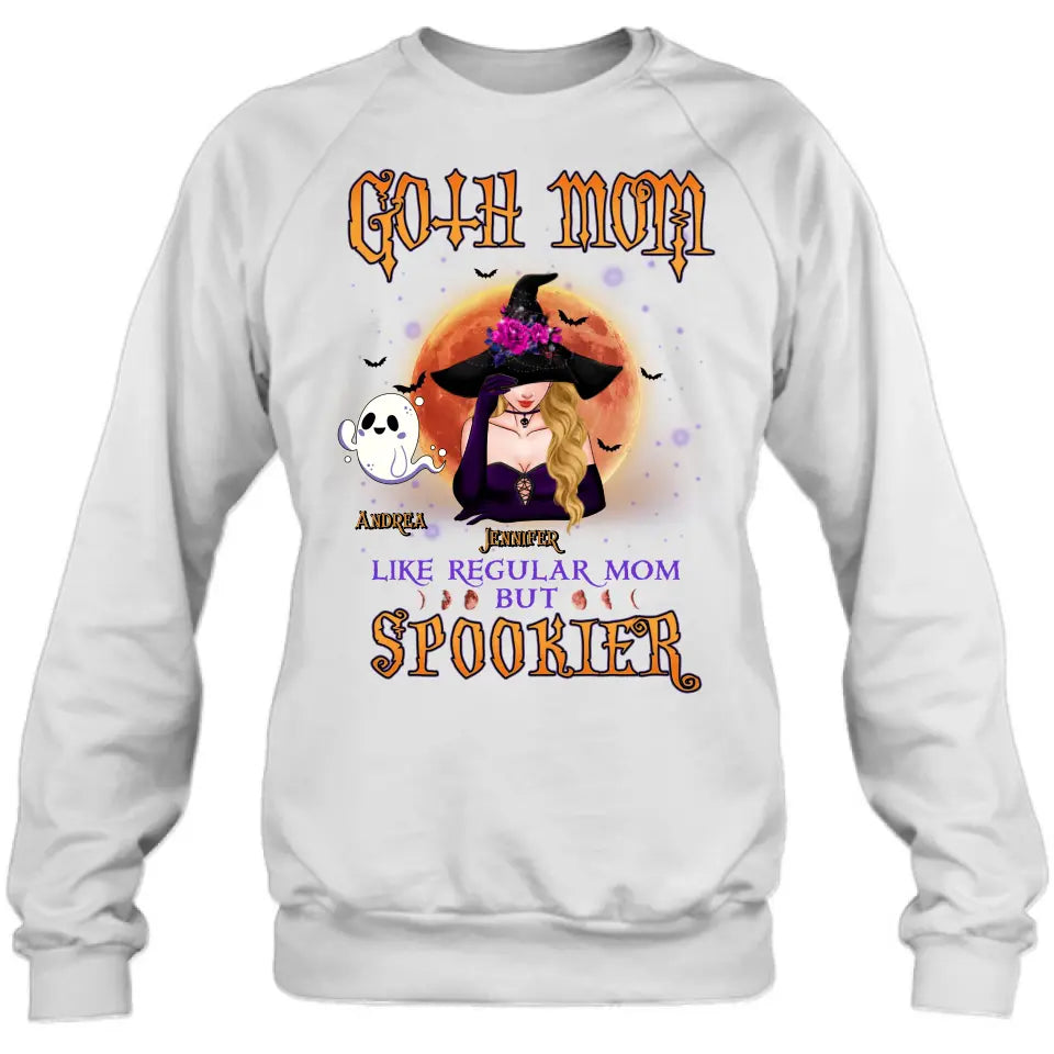 Personalized Goth Mom Shirt/Hoodie - Up to 5 Children - Halloween Gift Idea for Mom - Goth Mom Like Regular Mom But Spookier