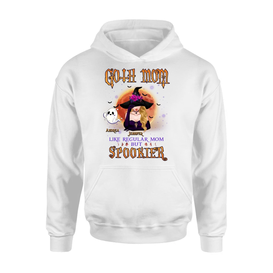 Personalized Goth Mom Shirt/Hoodie - Up to 5 Children - Halloween Gift Idea for Mom - Goth Mom Like Regular Mom But Spookier