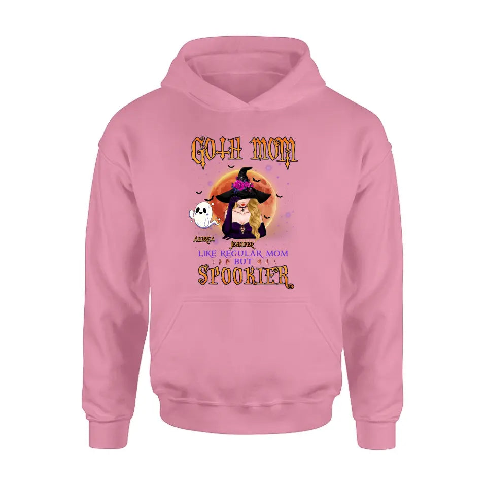 Personalized Goth Mom Shirt/Hoodie - Up to 5 Children - Halloween Gift Idea for Mom - Goth Mom Like Regular Mom But Spookier