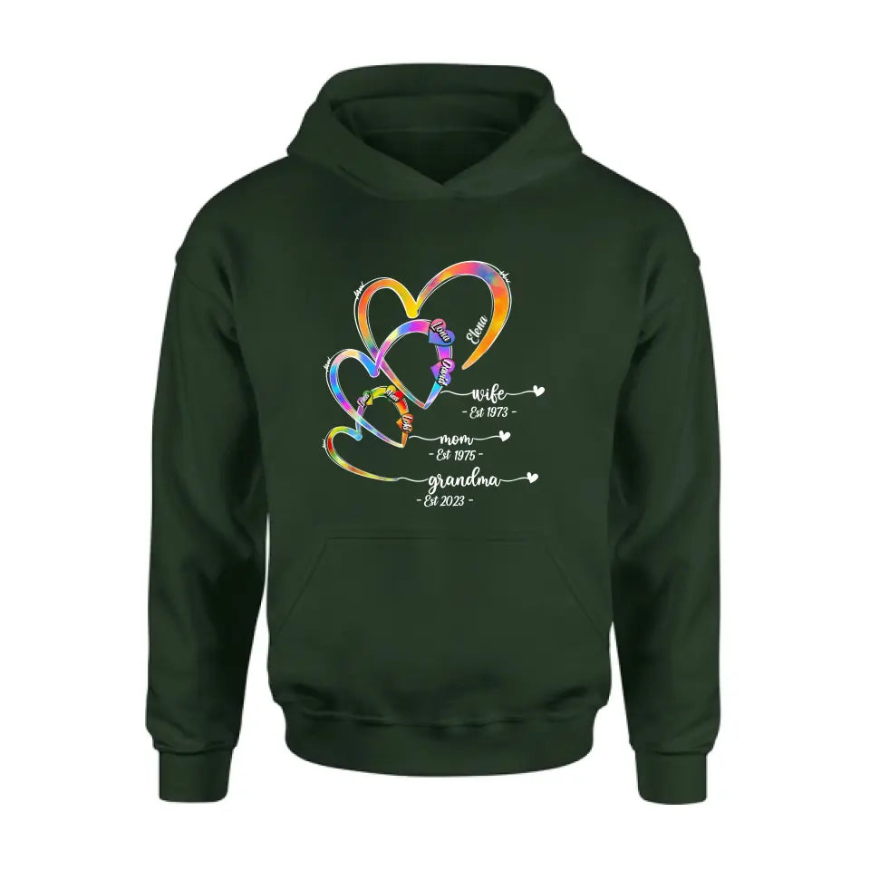 Personalized Mom Shirt/Hoodie - Gift Idea For Mom/Grandma - Up to 4 Children/5 Grandchildren