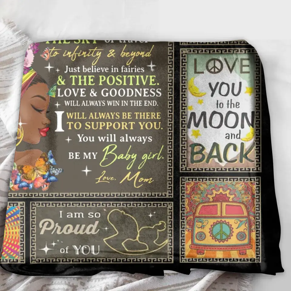 Personalized Hippie Girl Quilt/Fleece Throw Blanket - Gift Idea For Birthday/Daughter - To My Daughter Always Remember How Much I Love You
