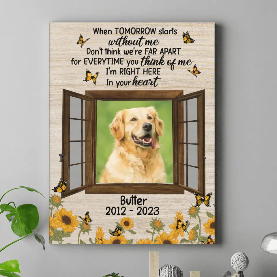 Custom Photo Dog Vertical Canvas - Upload Photo - Memorial Gift Idea For Dog Lovers - I'm Right Here In Your Heart