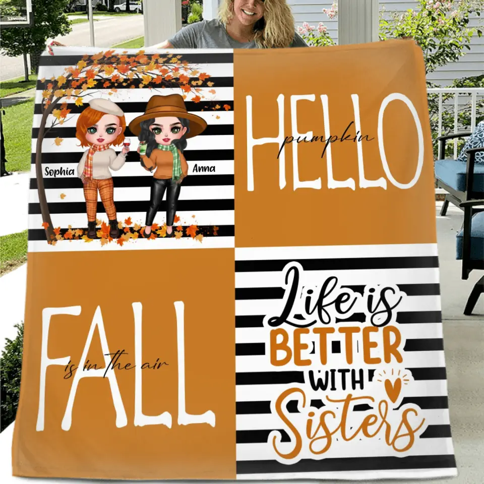 Personalized Bestie Fleece Throw Blanket/Quilt - Life Is Better With Sisters - Gift Idea For Besties/ Sisters