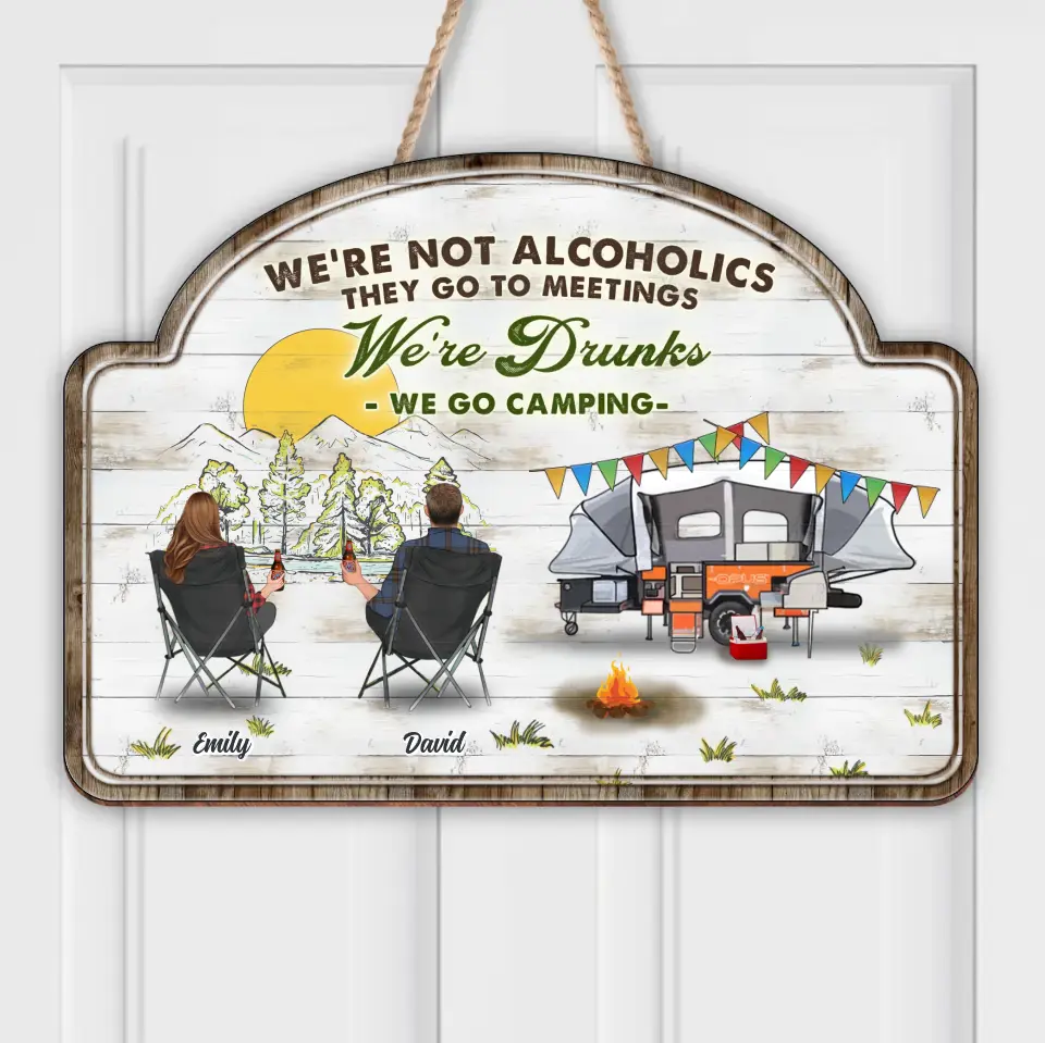 Personalized Camping Wooden Sign - Gift Idea For Camping Lover/Couple/Family/Friends - We're Drunks We Go Camping