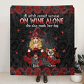 Personalized Witch Mom Fleece Throw Blanket/Quilt - Halloween Gift Idea for Witch Lovers/Pet Lovers - A Witch Can Not Survive On Wine Alone She Also Needs Her Dog