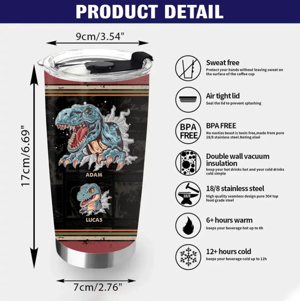 Personalized Father Dinosaur Tumbler - Gift Idea For Dad/Father - Up to 5 Kids - Dadzilla Father Of The Monsters