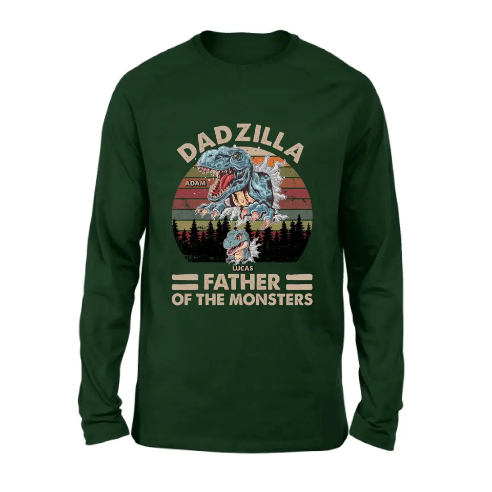 Personalized Father Dinosaur Shirt/Hoodie - Gift Idea For Dad/Father - Up to 5 Kids - Dadzilla Father Of The Monsters