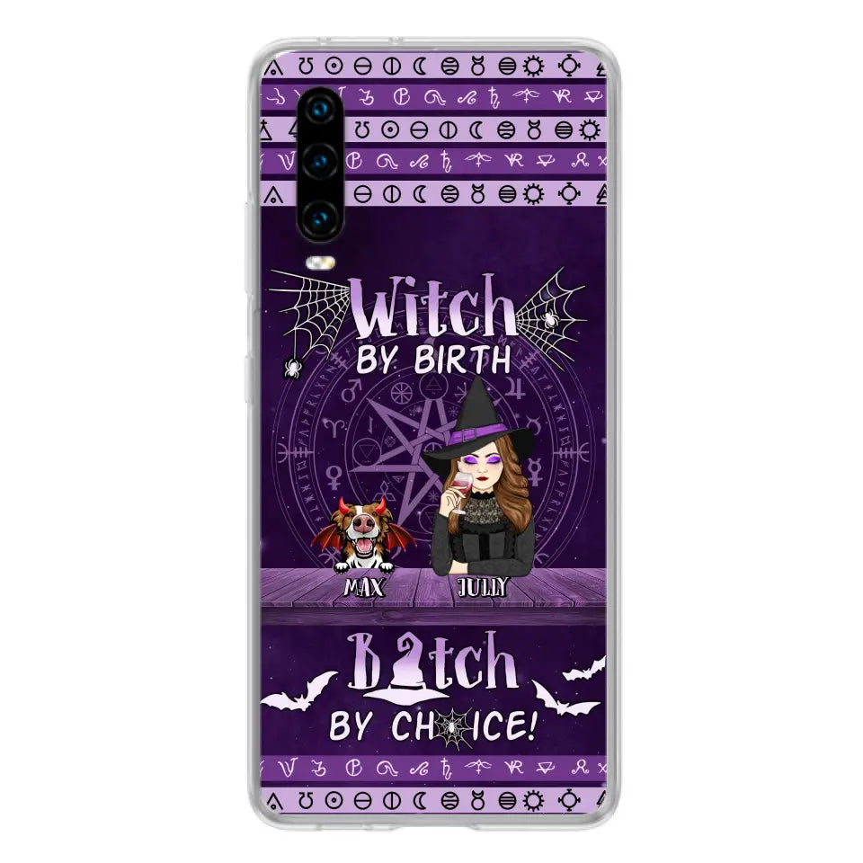 Custom Personalized Witch Phone Case - Halloween Gift Idea for Witch Lovers/Pet Lovers - Upto 3 Dogs/Cats - Witch By Birth Bitch By Choice - Case For Xiaomi/ Oppo/ Huawei