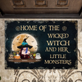 Personalized Witch Doormat - Gift Idea For Halloween/Witch Lovers - Up to 6 Pets - Home Of The Wicked Witch And Her Little Monsters