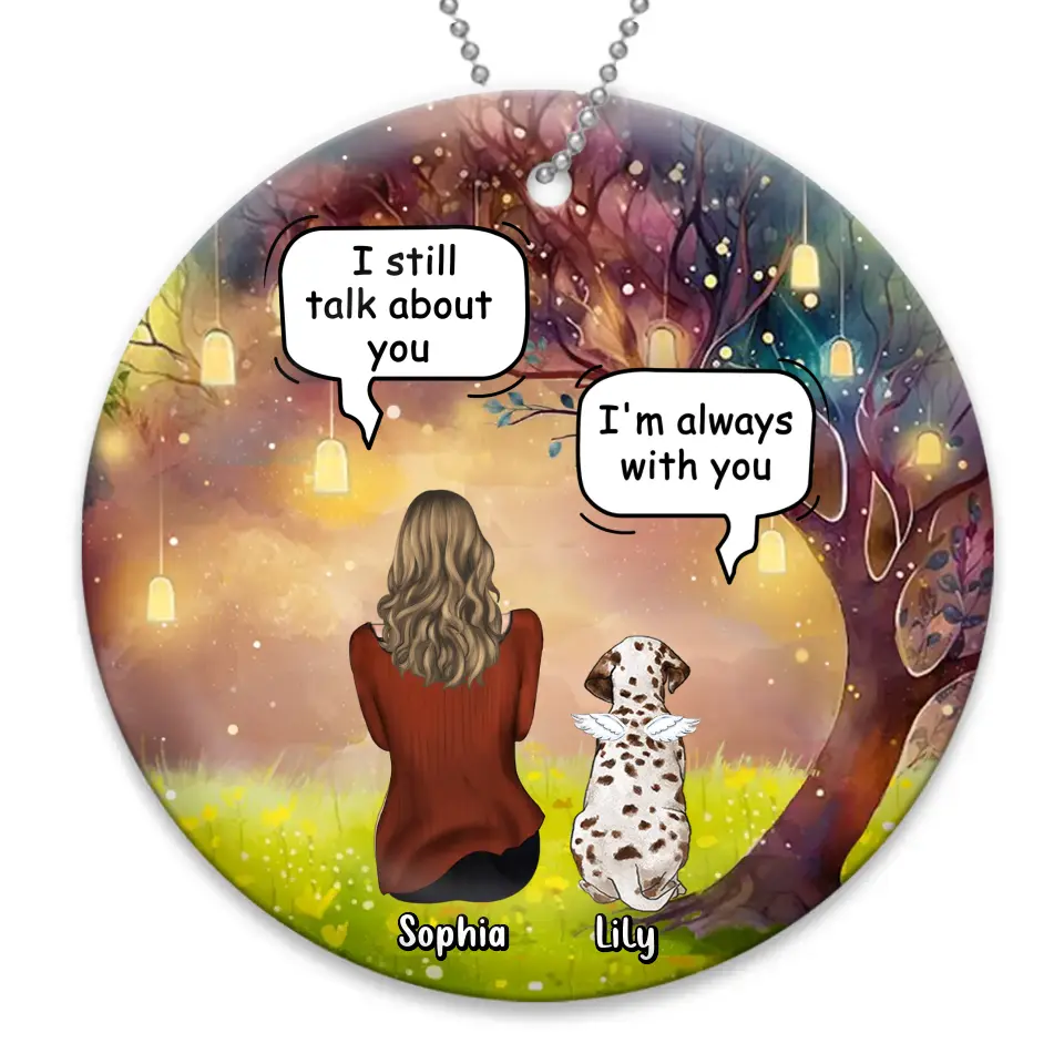 Personalized Memorial Dog Mom Circle Wooden/Acrylic Ornament - Memorial Gift Idea For Dog Lover - I'm Always With You