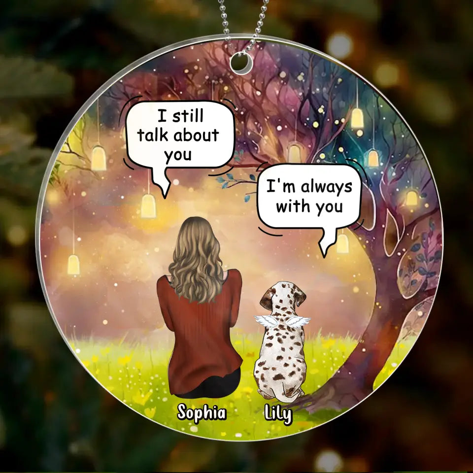Personalized Memorial Dog Mom Circle Wooden/Acrylic Ornament - Memorial Gift Idea For Dog Lover - I'm Always With You