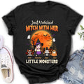 Personalized Witch Pet Mom T-shirt/Sweatshirt/Long Sleeve/Hoodie - Up to 3 Dogs/Cats - Halloween Gift For Cat/Dog Mom - Just A Wicked Witch With Her Little Monsters