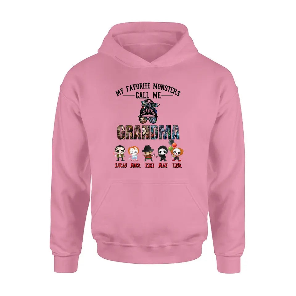 Personalized Halloween Shirt/Hoodie - Halloween Gift Idea for Halloween - Up to 5 Characters -  My Favorite Monsters Call Me Grandma