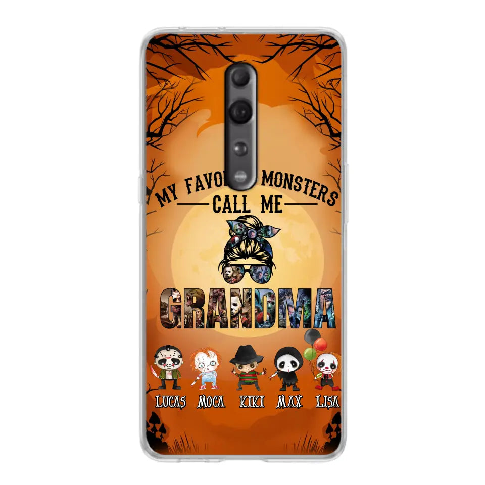 Personalized Halloween Phone Case - Halloween Gift Idea for Halloween - Up to 5 Characters - My Favorite Monsters Call Me Grandma - Case For Oppo/Xiaomi/Huawei