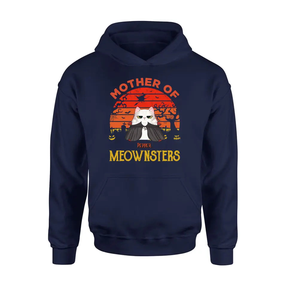 Personalized Halloween Cat T-shirt/Sweatshirt/Long Sleeve/Hoodie - Up to 4 Cats - Halloween Gift For Cat Lover - Mother Of Meownsters